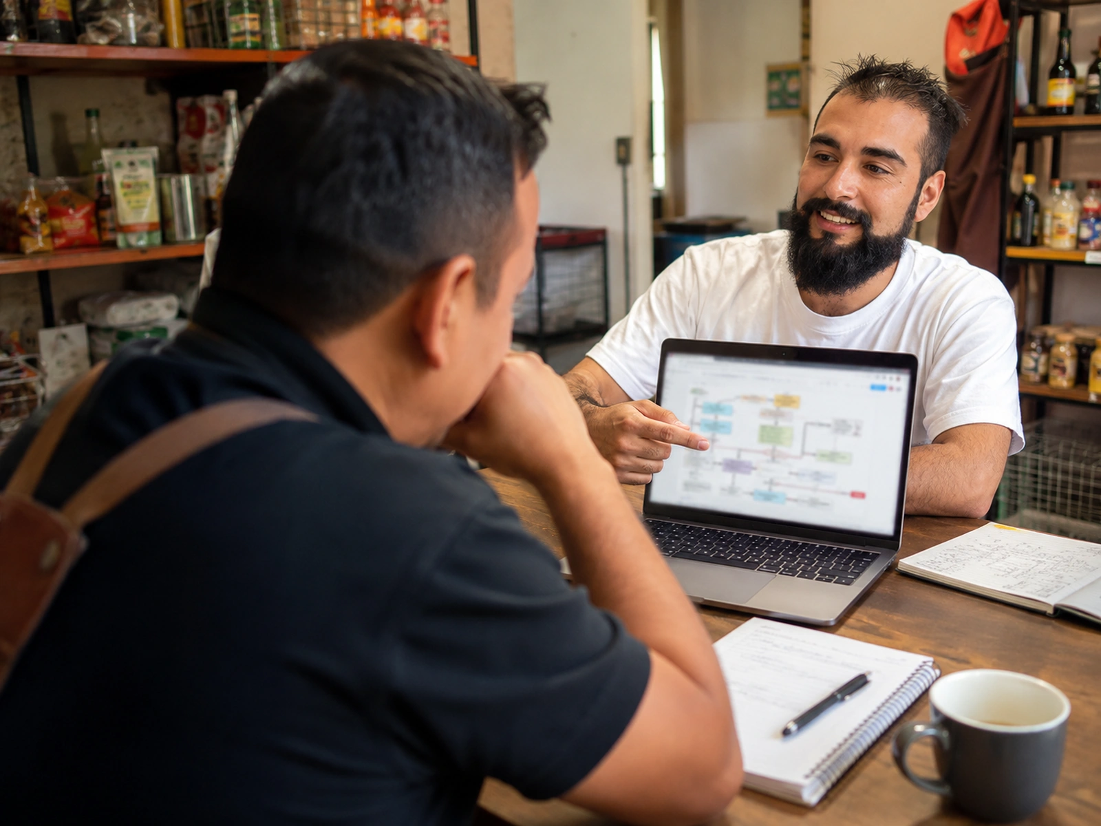 foto real: sesión de trabajo con cliente